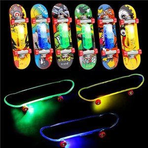 Set of 25, Light up Mini Finger Toys LED Fingerboard Hand Skateboard For Kids